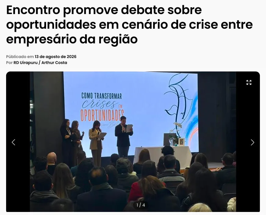 Reprodução da matéria: Encontro promove debate sobre oportunidades em cenário de crise entre empresário da região